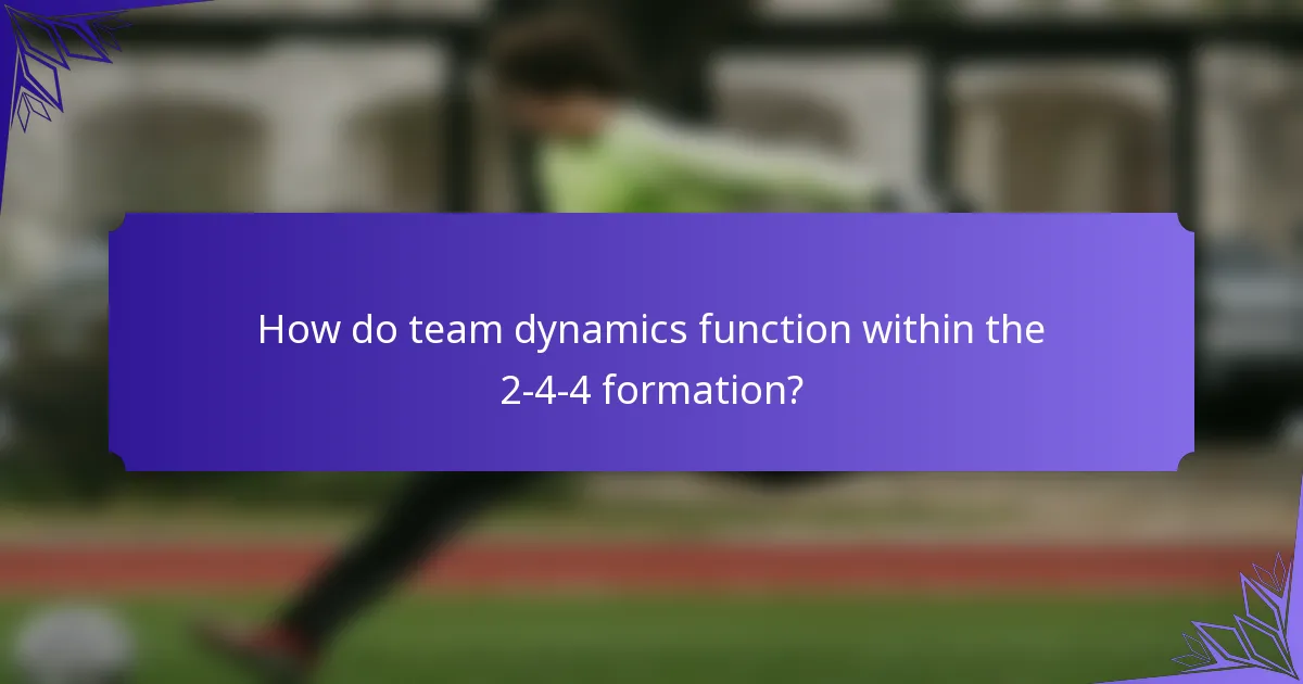 How do team dynamics function within the 2-4-4 formation?