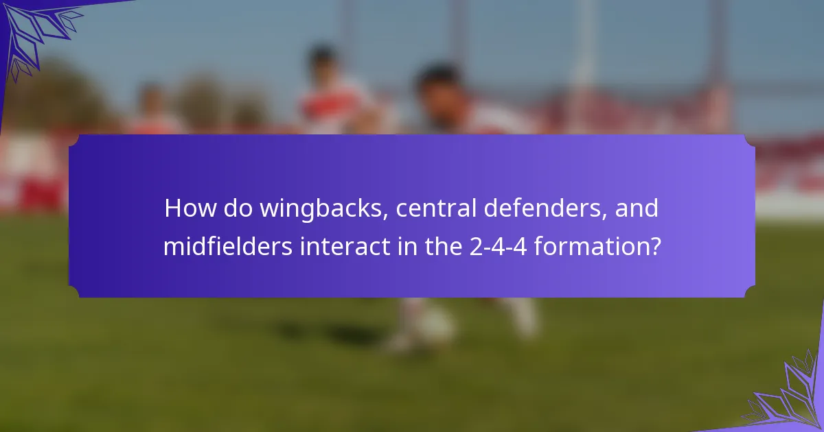 How do wingbacks, central defenders, and midfielders interact in the 2-4-4 formation?