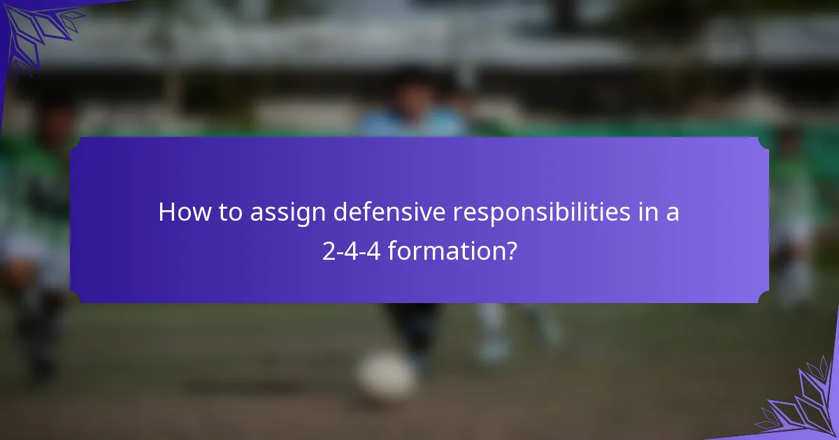How to assign defensive responsibilities in a 2-4-4 formation?