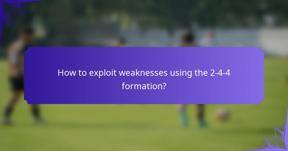 How to exploit weaknesses using the 2-4-4 formation?
