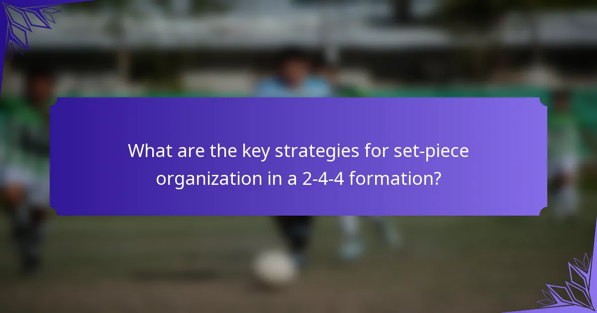 What are the key strategies for set-piece organization in a 2-4-4 formation?