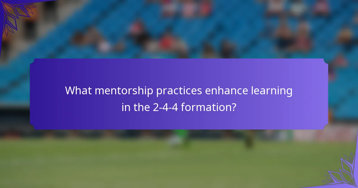 What mentorship practices enhance learning in the 2-4-4 formation?